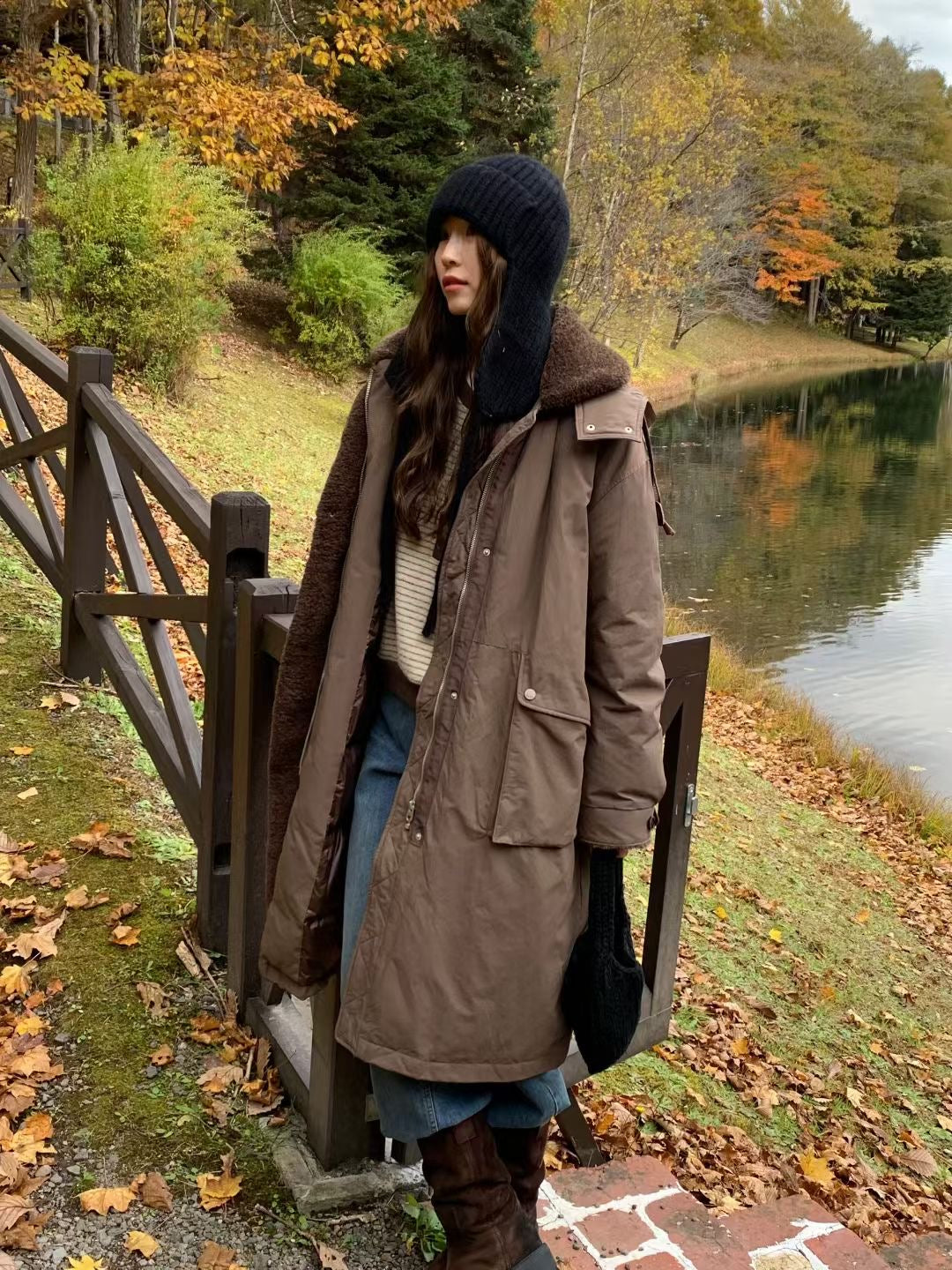 (Premium) Long Duck Down Coats with Fur Hood