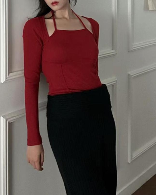 (Premium) Tied-Neck Slim Tee