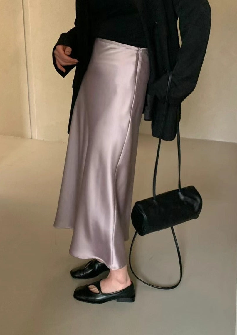 (Premium) Spring Satin Mermaid Maxi Skirt