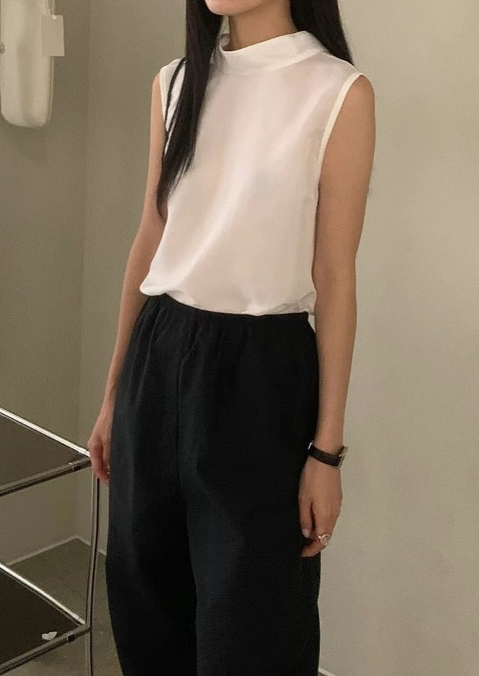 (Premium) 2 Ways Silky Sleeveless Blouse