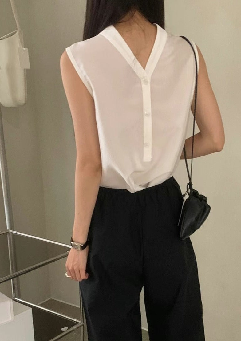 (Premium) 2 Ways Silky Sleeveless Blouse