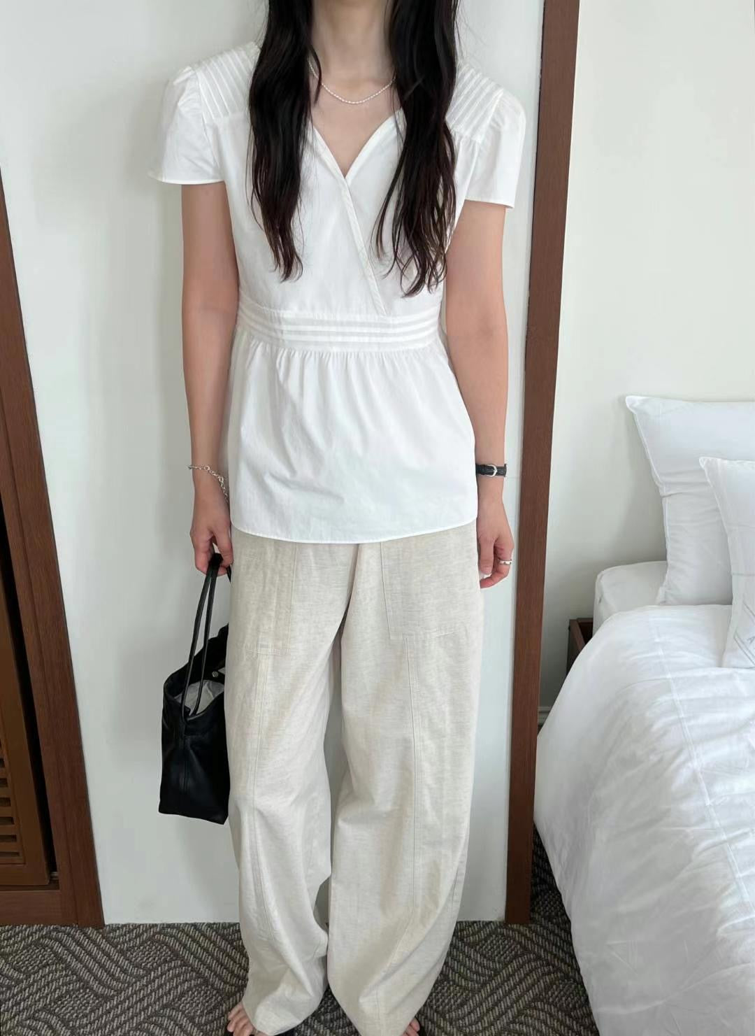 (Premium) 2 Ways Puff Sleeves Blouse