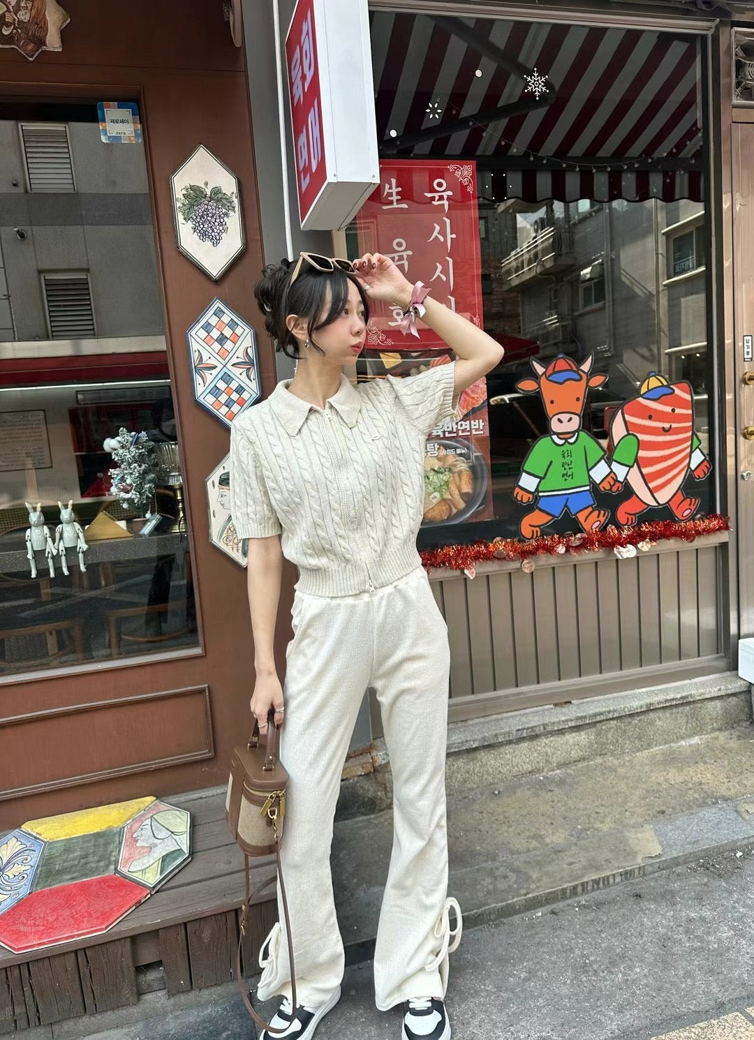 (Premium) Twist Zipper Knit Top