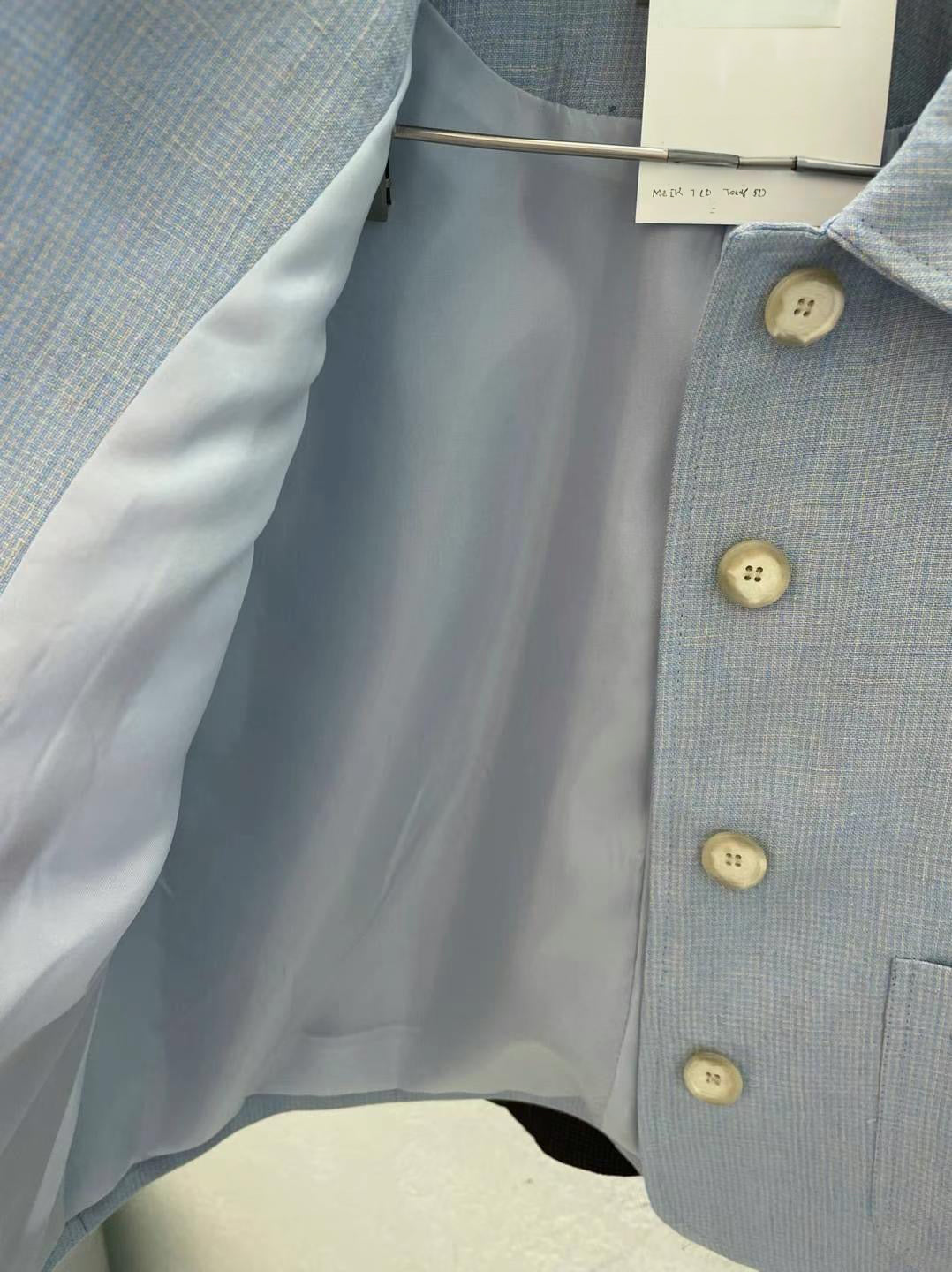 Linen Mixed Checkered Blazer