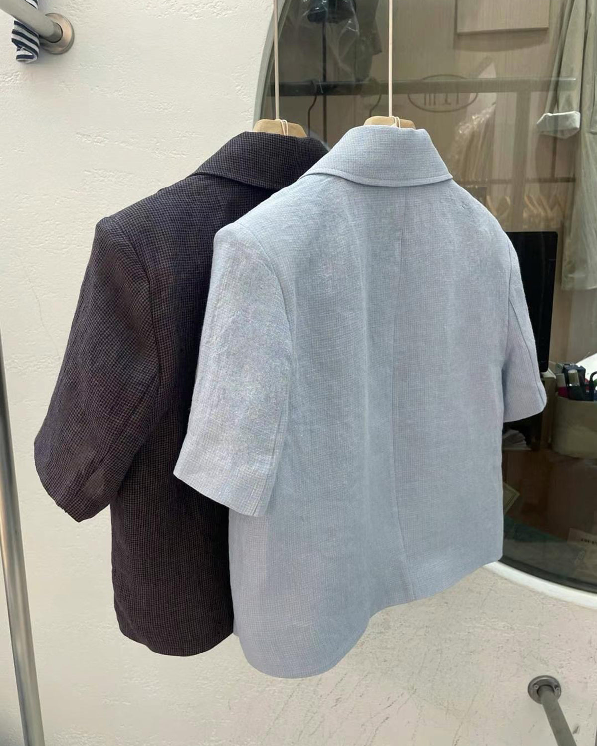 Linen Mixed Checkered Blazer