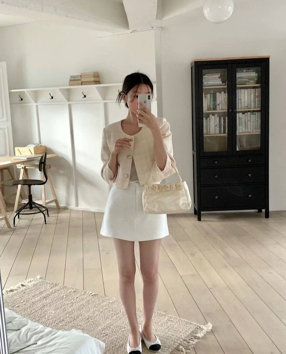 (Premium) Cropped Tweed Mini Jacket