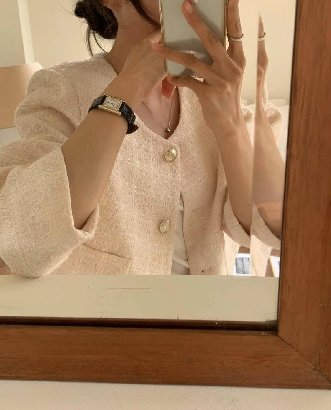 (Premium) Cropped Tweed Mini Jacket