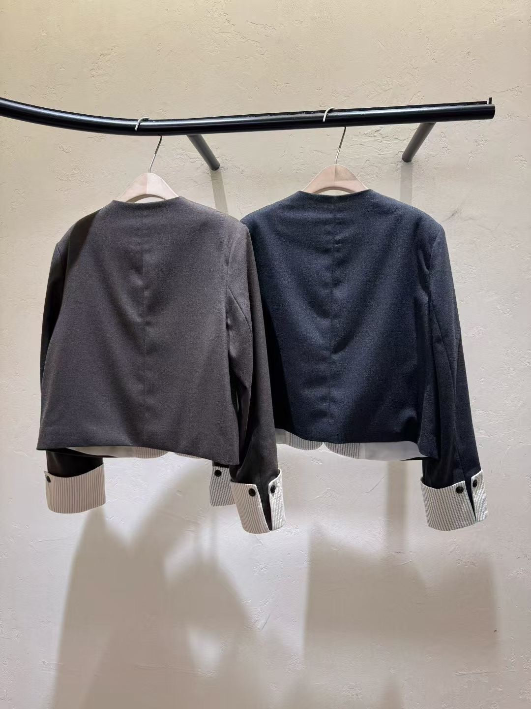 (Premium) Cropped Blazer and High Waist Pleated Mini Skirt-Shorts Set