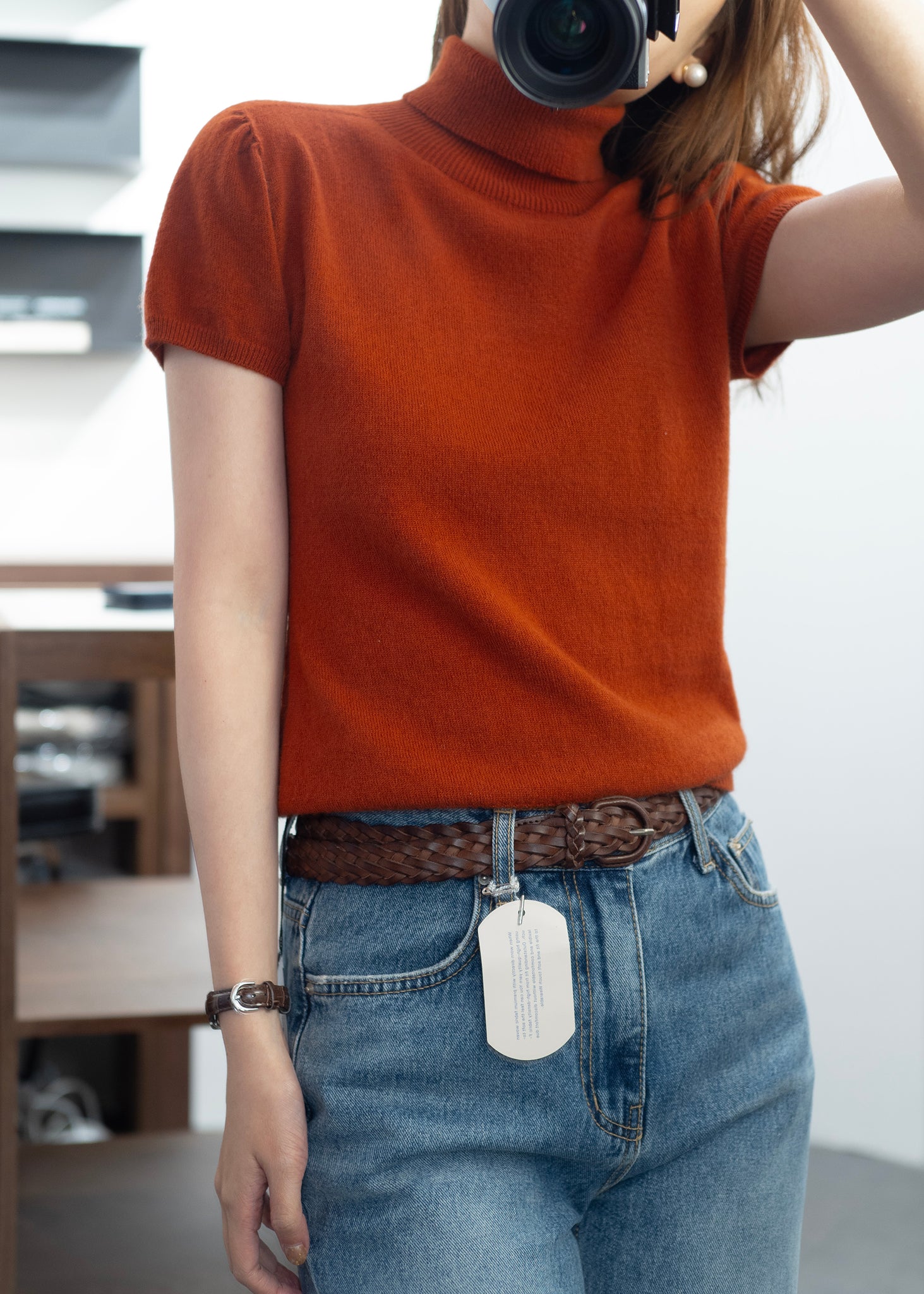 (PREMIUM) Turtle Neck Softy Knit Top