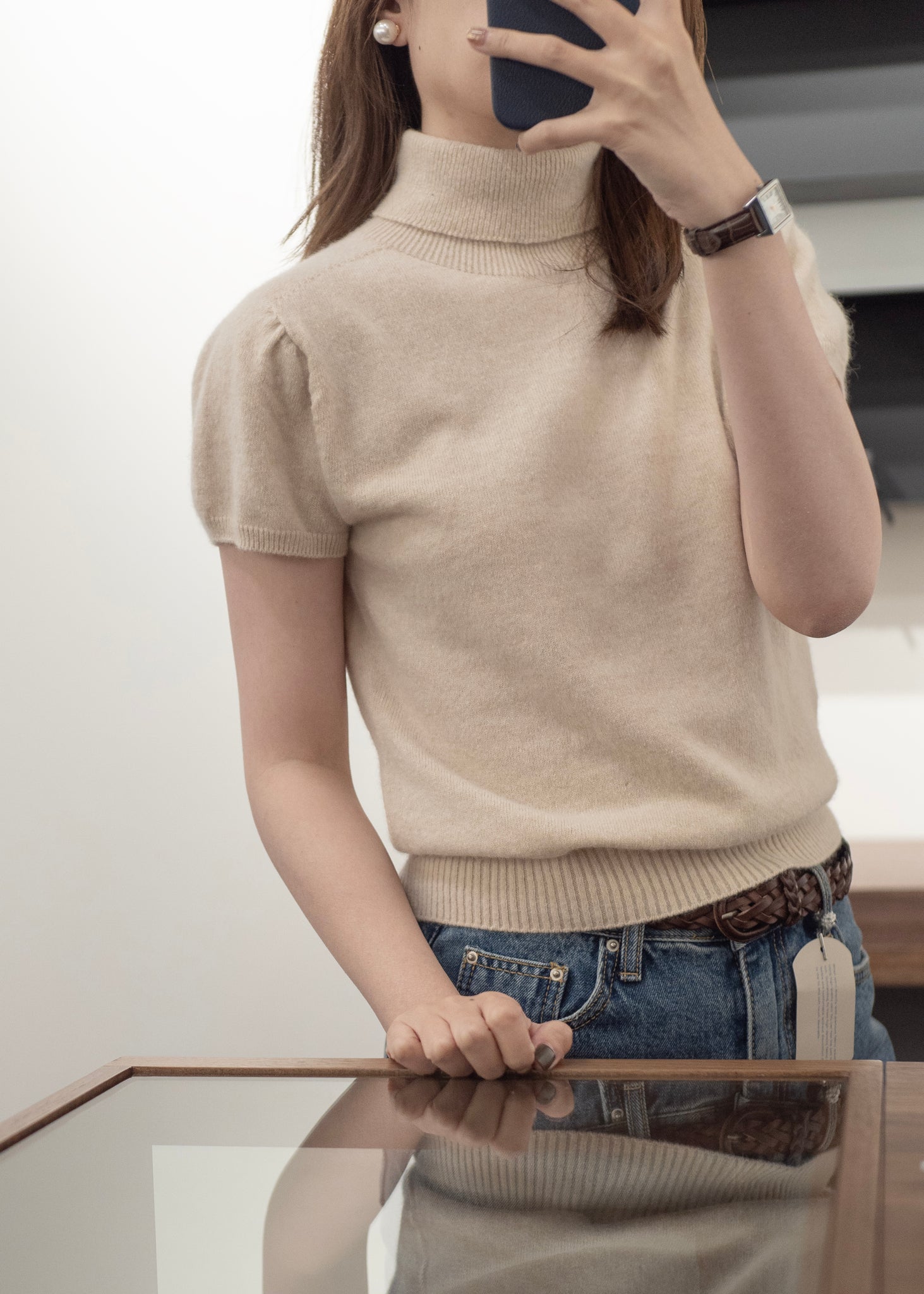 (PREMIUM) Turtle Neck Softy Knit Top