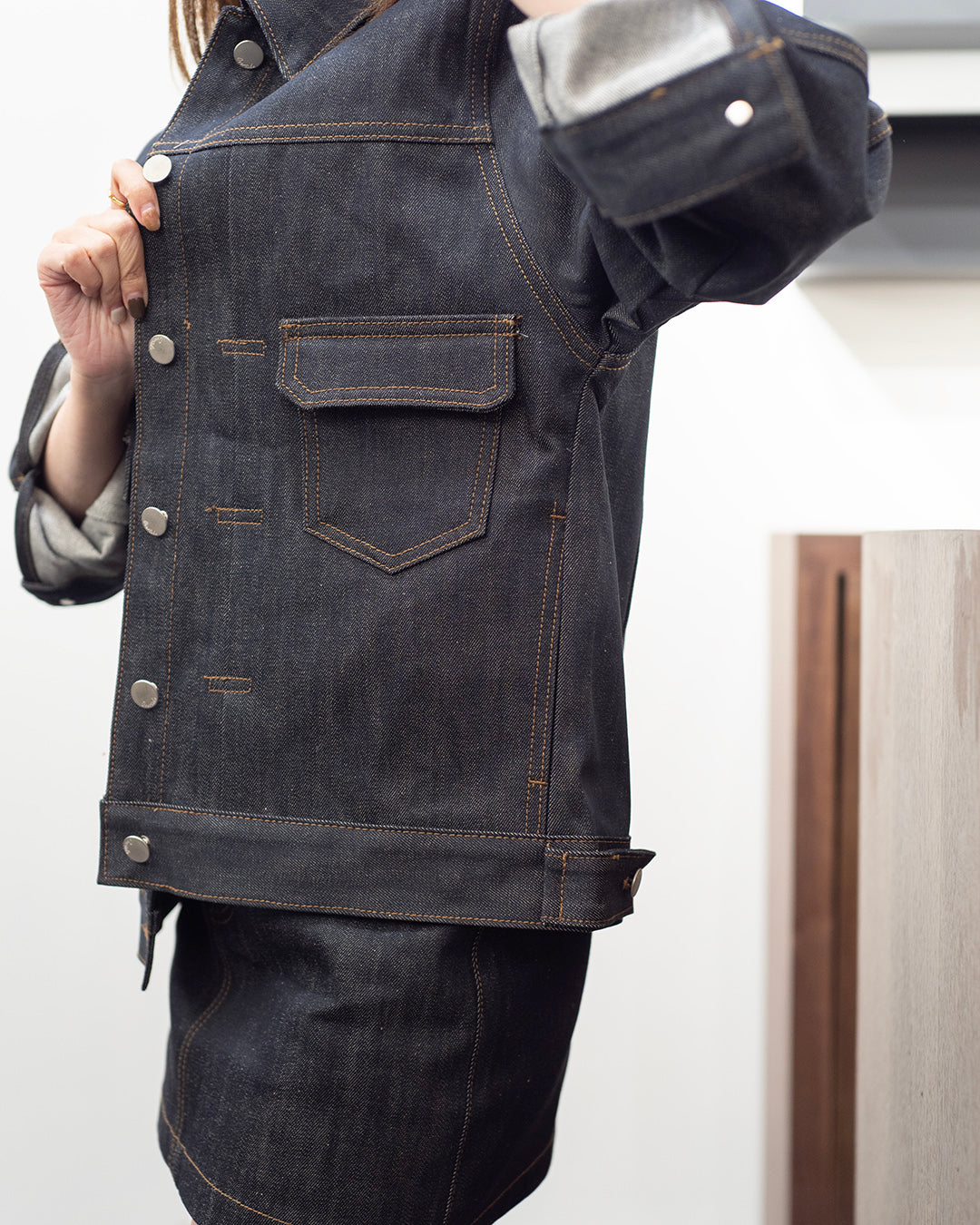 (PREMIUM) Vinage Denim Jacket w/ Mini Skirt Set