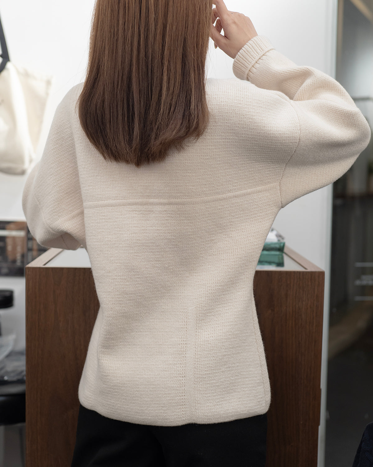 (PREMIUM) Elegance V Open Neck Knit Blazer with Ball Buttons