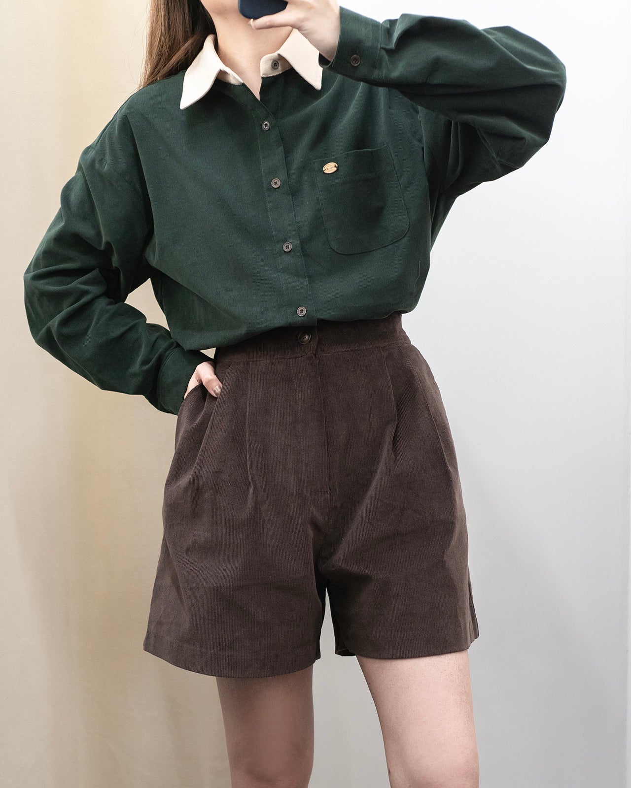 (Premium) Waistband Corduroy Shorts
