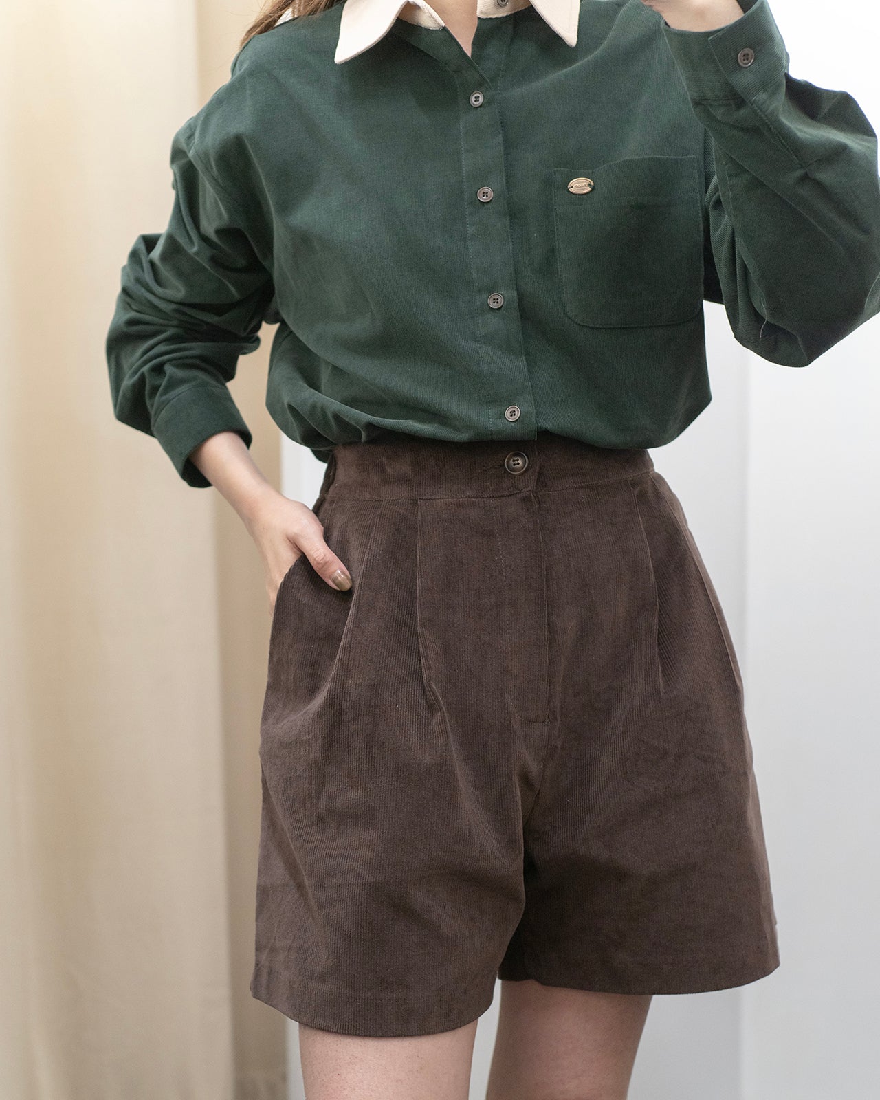 (Premium) Waistband Corduroy Shorts